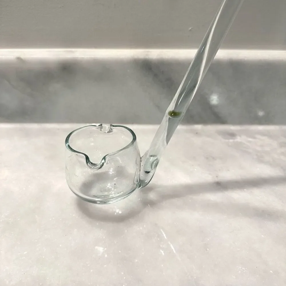 Vintage Elegant Ladle Long Clear Blown Glass for Punch Bowl